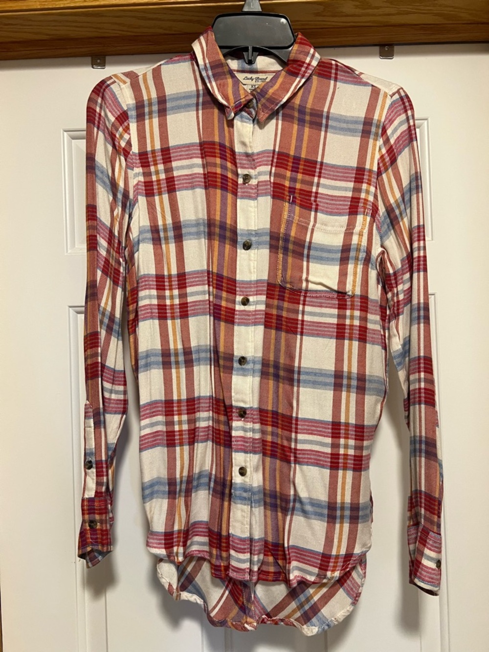 Lucky Brand Plaid Button-Up Shirt in Red and Cream